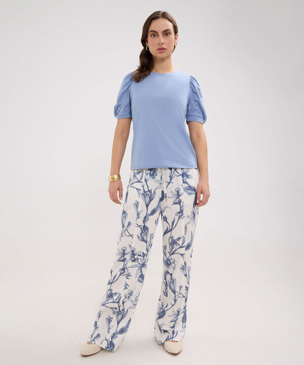 Pantalón Estampado en Efecto Lino image number null