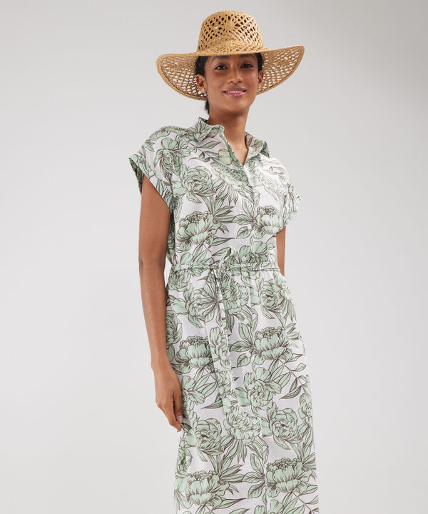 Vestido Camisero En Lino Estampado image number null
