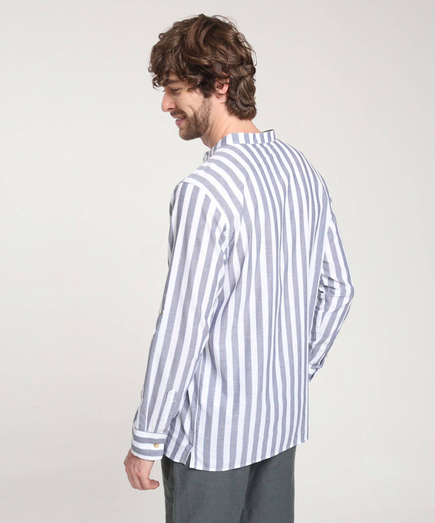 Camisa Manga Larga Cuello Mao