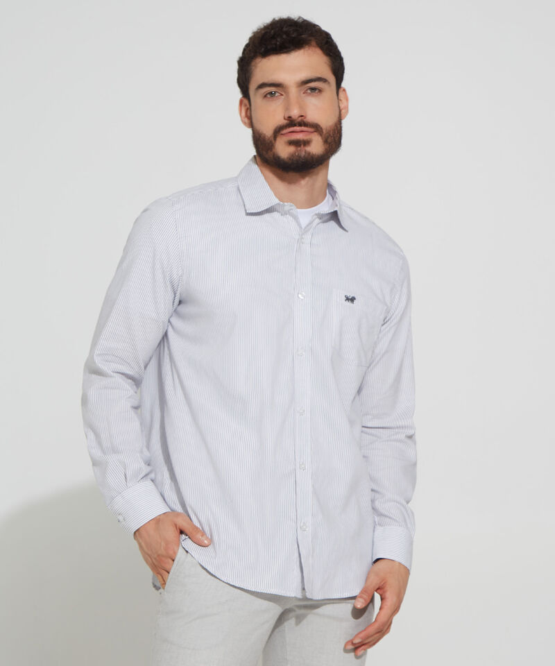 Camisa Preteñida, Manga Larga Con Bolsillo Y Silueta Regular Fit
