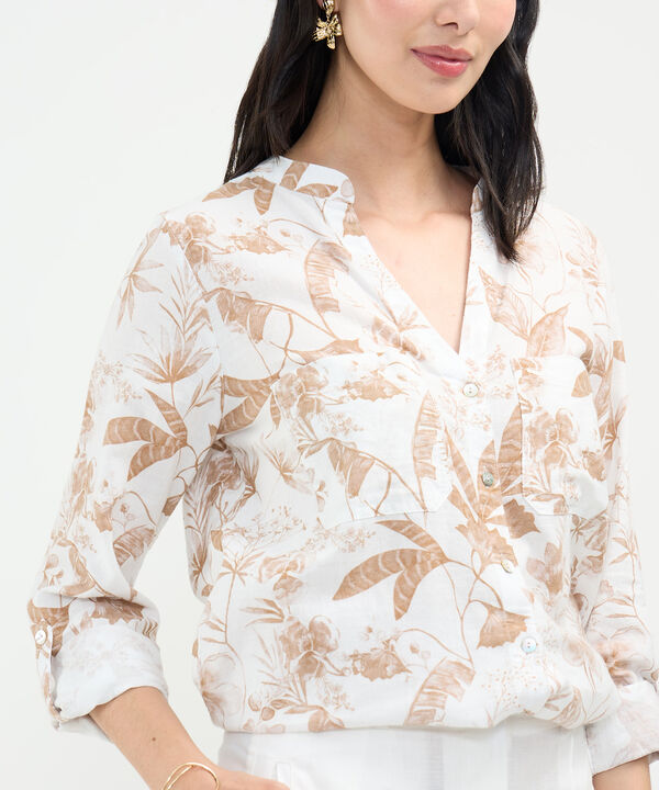 Blusa Estampada en Efecto Lino image number null