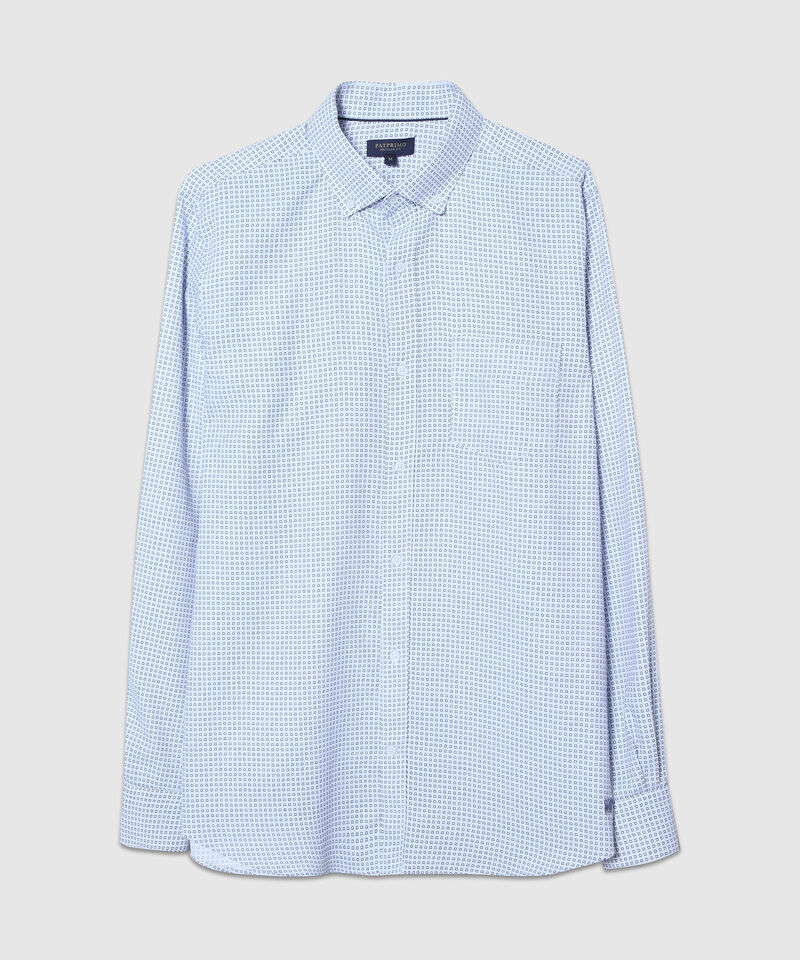 Camisa Corbatera Manga Larga Estampado Ceallo Button Down Regular