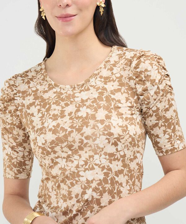 Camiseta Manga Corta Con Ruche Estampada image number null