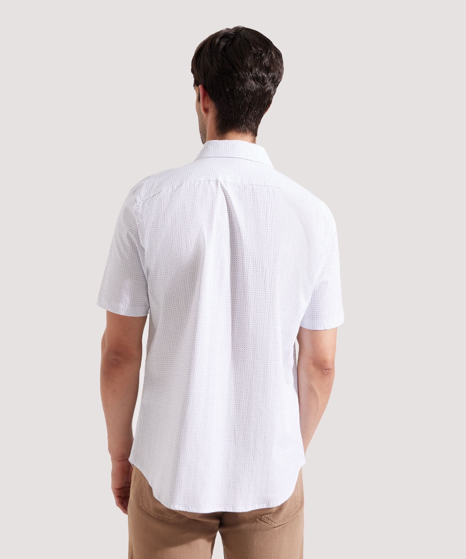 Camisa Estampada Manga Corta, Cuello Formal