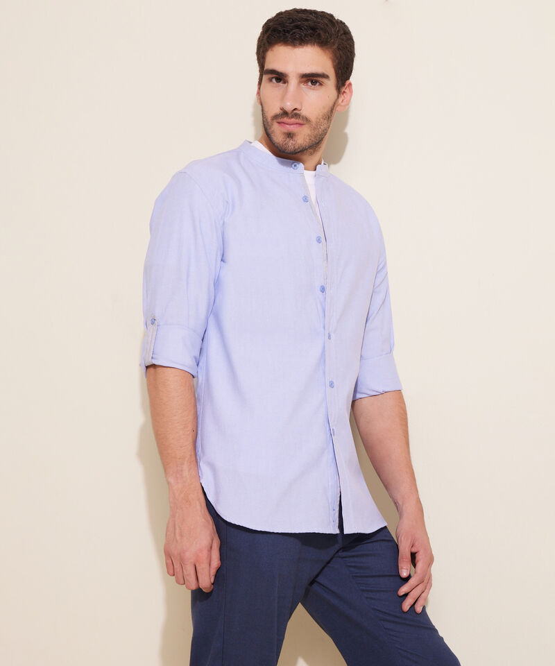 Camisa Manga Larga Cuello Neru,  Con Charretera