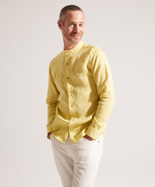 Camisa en Lino con Cuello Mao image number null