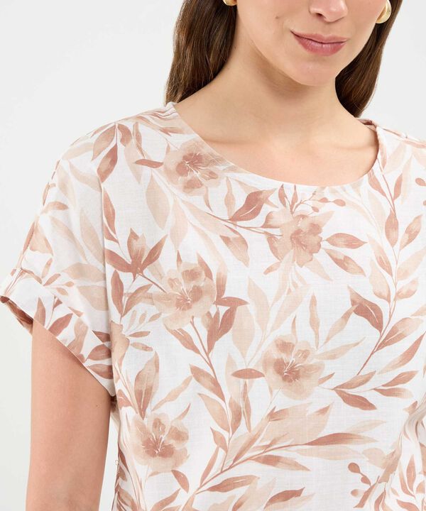 Blusa Manga Corta En Lino Para Mujer image number null